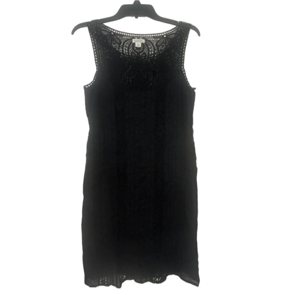 SUNDANCE Amira Black Lace Crochet Cotton Sleeveless Dress Size Small - Picture 2 of 13